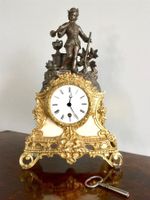 U0017 Antike Jäger-Kaminuhr Bronze Napoléon III ~1860