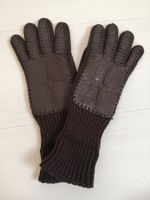 🤩STRICK-HANDSCHUHE MIT LEDER BRAUN