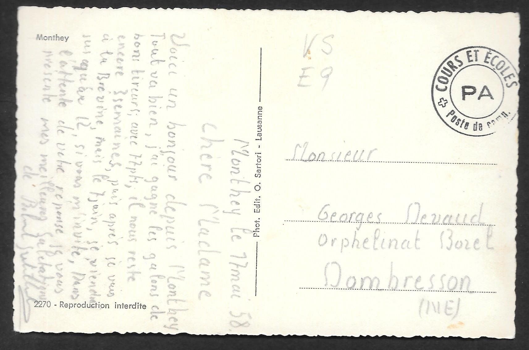 Cartoline postali: Monthey Gesamtansicht Feldpoststempel – Usato da Olten venduto da clotaldi 1