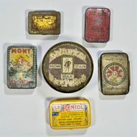 Lot de 6 boîtes anciennes publicitaires Suisses & Françaises