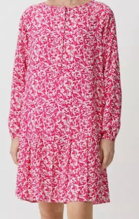 Comma Kleider: Comma: Kleid mit langen Aermeln, Pink/Weiss – Gebraucht aus Kloten von SANTALA23 7