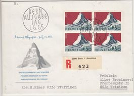 Eingeschriebener Brief Schweiz Ausgabetag 1965
