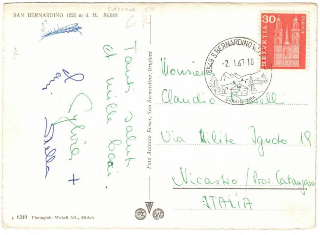 Cartoline postali: San Bernardino - Skilift – Usato da Binningen venduto da Mountainrider 1