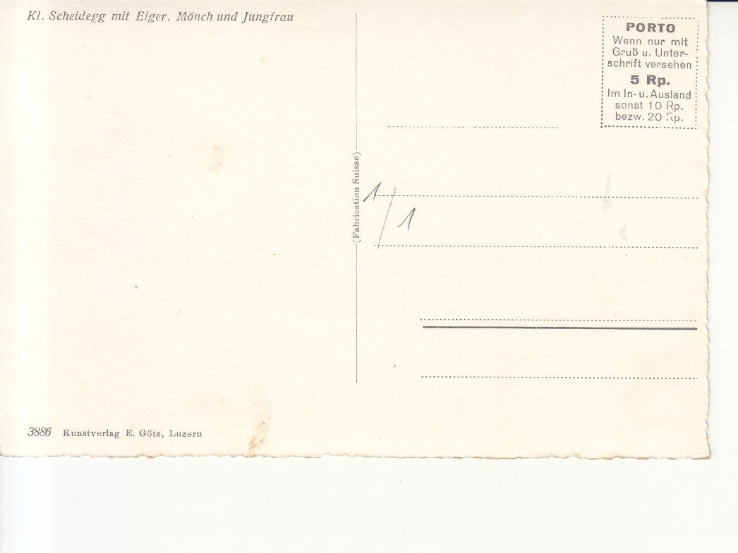 Cartoline postali: Kleine Scheidegg ca. 1950 – Usato da Bürglen TG venduto da StampGraf 1