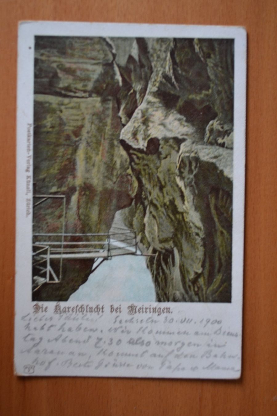 Cartoline postali: AK Aareschlucht bei Meiringen – Usato da Beinwil am See venduto da kajak55