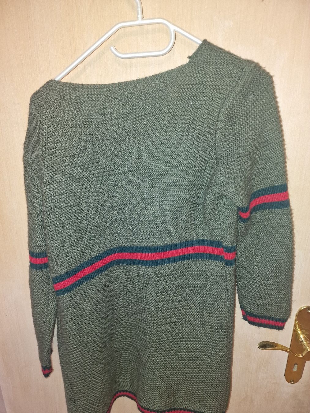 Giacche: Damen Strickjacke, Khaki mit Streifen – Difettoso da Winterthur venduto da Winti1993 1