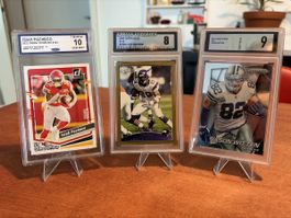 3 NFL Karten - Pacheco, Peterson, Witten - alle gegradet!