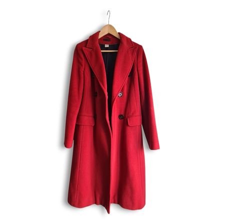 Manteau long rouge en laine + cachemire - Taille 38
