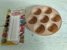 Cake Pop Silikon Form und 24 Cake Pop Stiele, neu