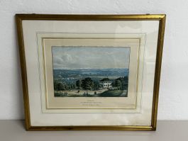 Alte Ansicht Zürich von der Waid gerahmt Heinrich Siegfried