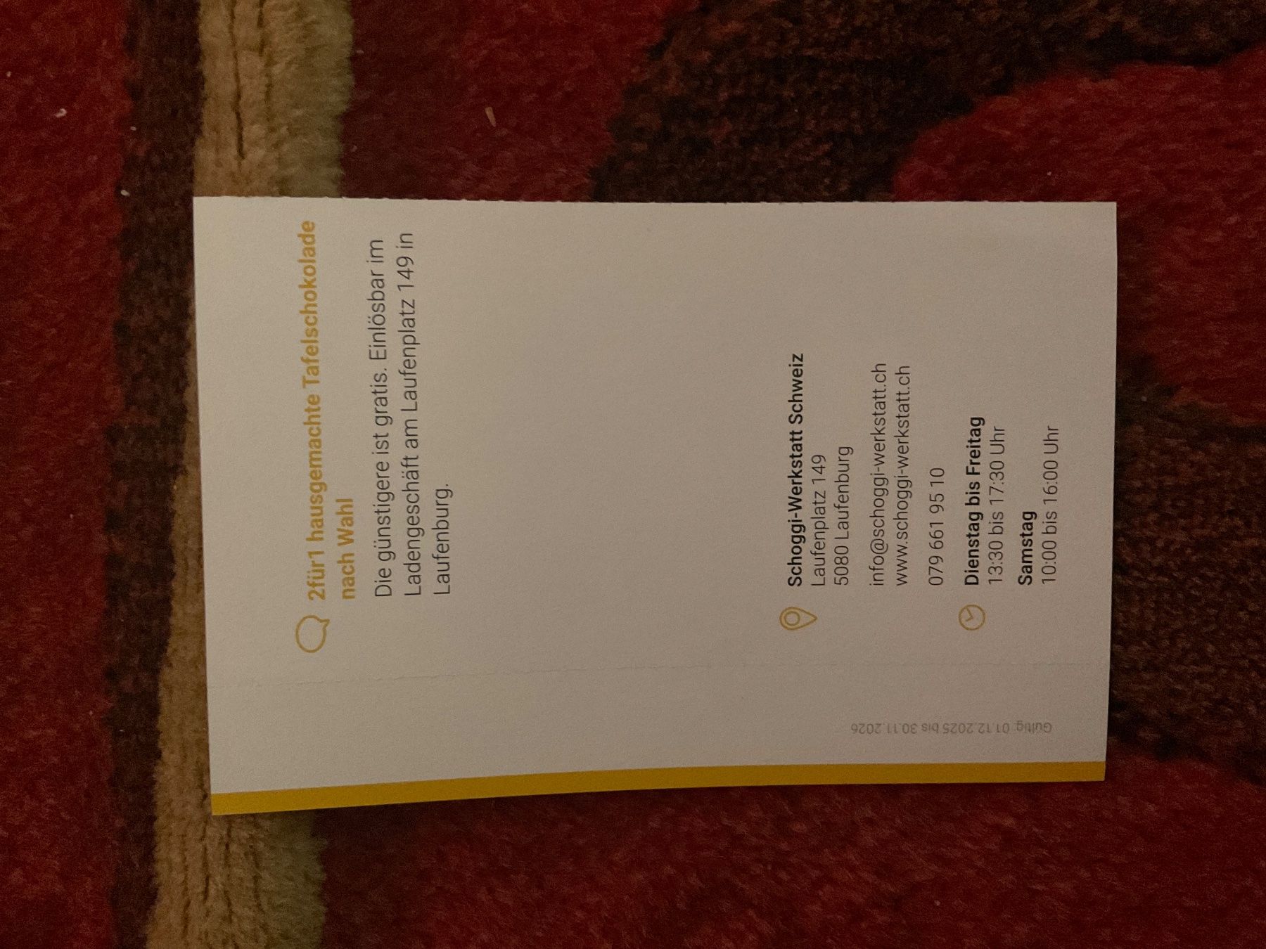 Gutscheine: Six Bons 2 pour 1 pour Laufenburg – Neu (gemäss Beschreibung) aus Düdingen von Yellow 4