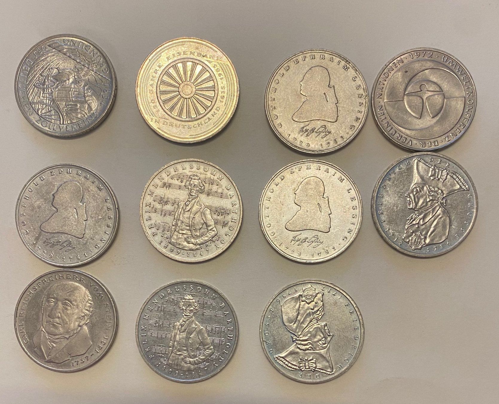 Tutti le monete: 11 pièces de 5 mark commémoratives en argent – Usato da Carouge GE venduto da Pierre48 1
