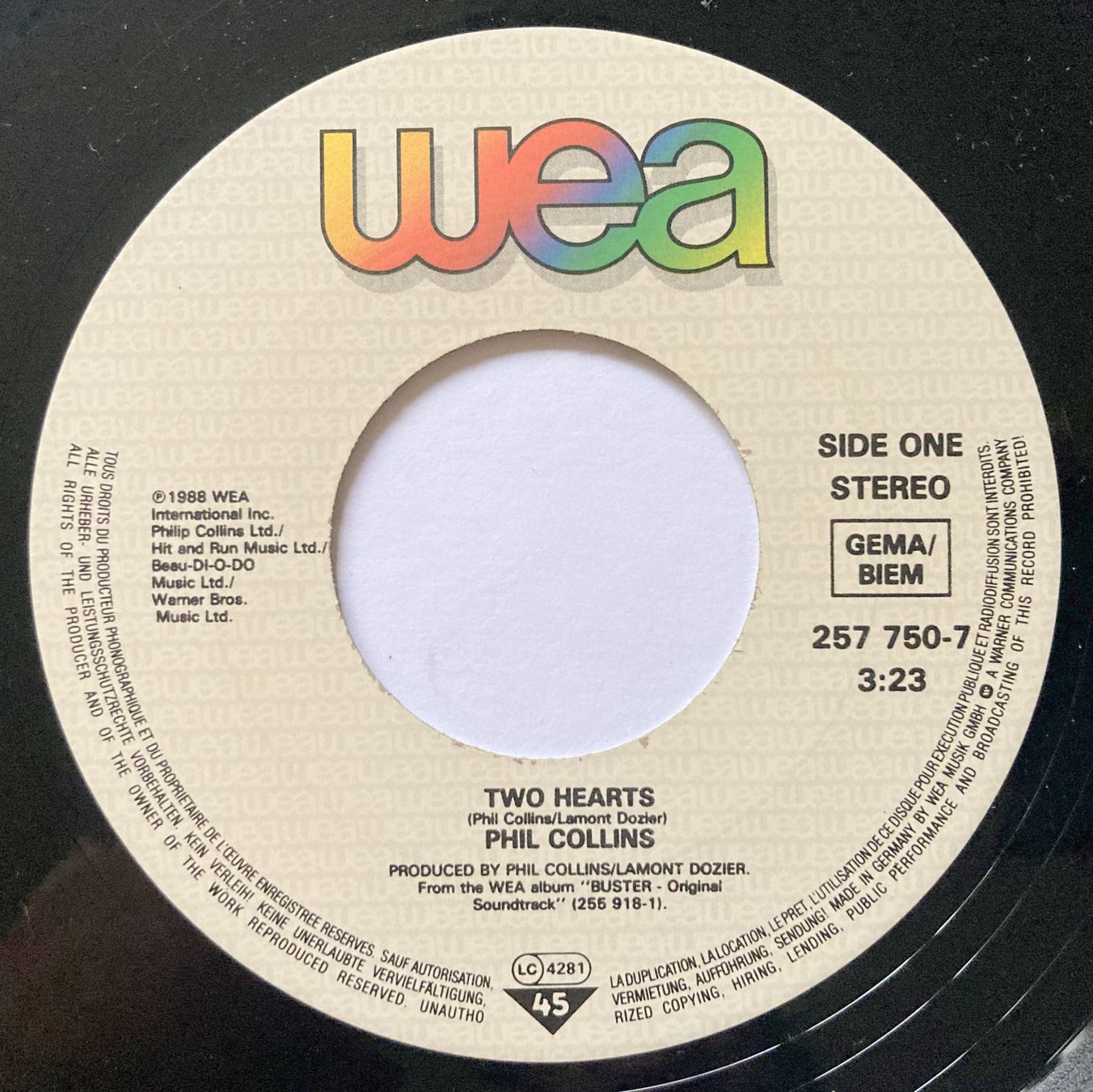 Vinyles: PHIL COLLINS - TWO HEARTS – D'occasion à Bottens par hotter-than-hell 2