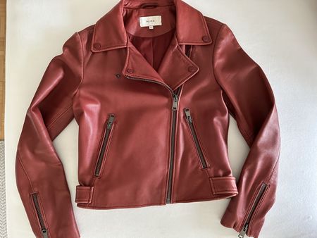 Reiss Biker-Lederjacke (Rot)