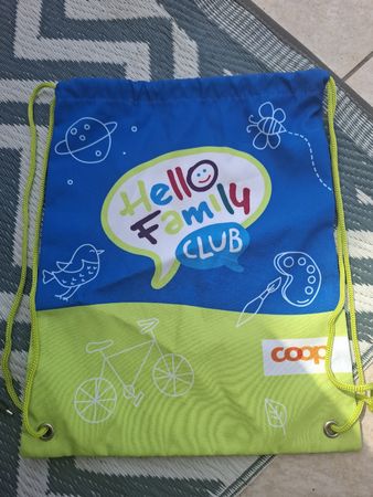 Turnbeutel Hello Family Club Coop blau neu