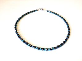Collier anthrazit-hellblau 48cm neu