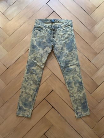 PLEASE - Jeans hellbraun geblümt S