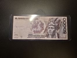 50000 Pesos Mexiko Banknote.