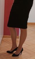Klassik. Elegante schwarze Pumps Textilien/Leder, Italy 37.5