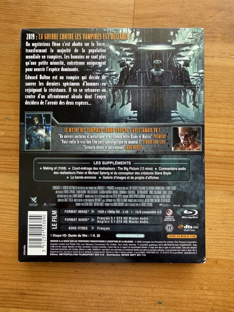 Tutti i DVDs: Blu Ray film Daybreakers des frères Spierig – Usato da Chêne-Bougeries venduto da PPP1224 1