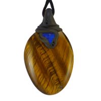 Grosser Tigeraugen Steinanhänger mit Lapislazuli