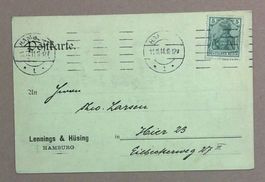 Deutsches Reich Beleg mit Stempel 11.11.1911; Geschäfts PK