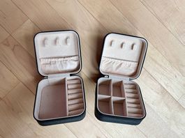 2 kleine Schmuckboxen / Reise-Schmucketuis schwarz