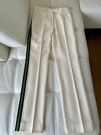 New Calvin Klein Ivory Virgin Wool Pants, Size (IT) 38