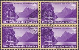 1938, Pro Patria, B1, LUXUS-Viererblock von BASEL, LP!