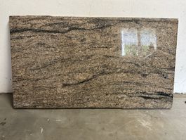 Granit Platte, Naturstein, Beige/Schwarz gemasert