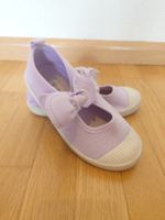 Ballerinas Stoffschuhe lila mit Schleife, Grösse 26