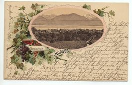 Wein-Litho MORGES gel. 1898 Ambulant No. 5, Stabstempel