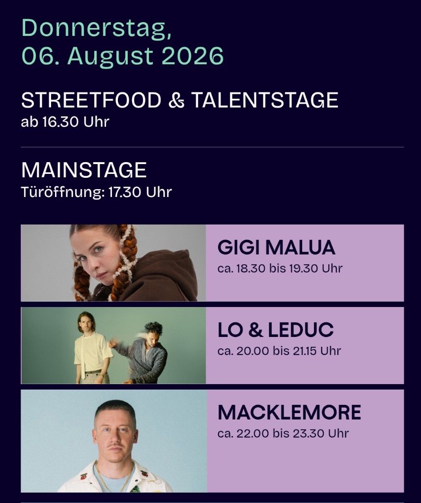 Biglietti: 2 Tickets Stars in Town 06.08.2026 – Nuovo e nell'imballaggio originale da Schleitheim venduto da gul_ld8x