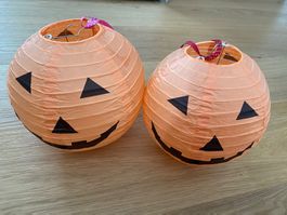 2x Kürbis Lampion Papier Halloween