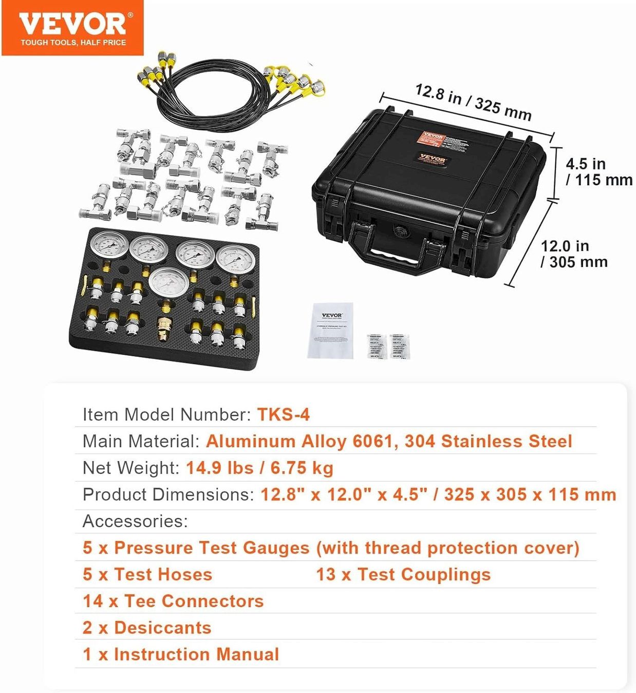 Misurare: VEVOR Hydraulikdruck-Testkit – Nuovo e nell'imballaggio originale da Bottighofen venduto da zaap 8