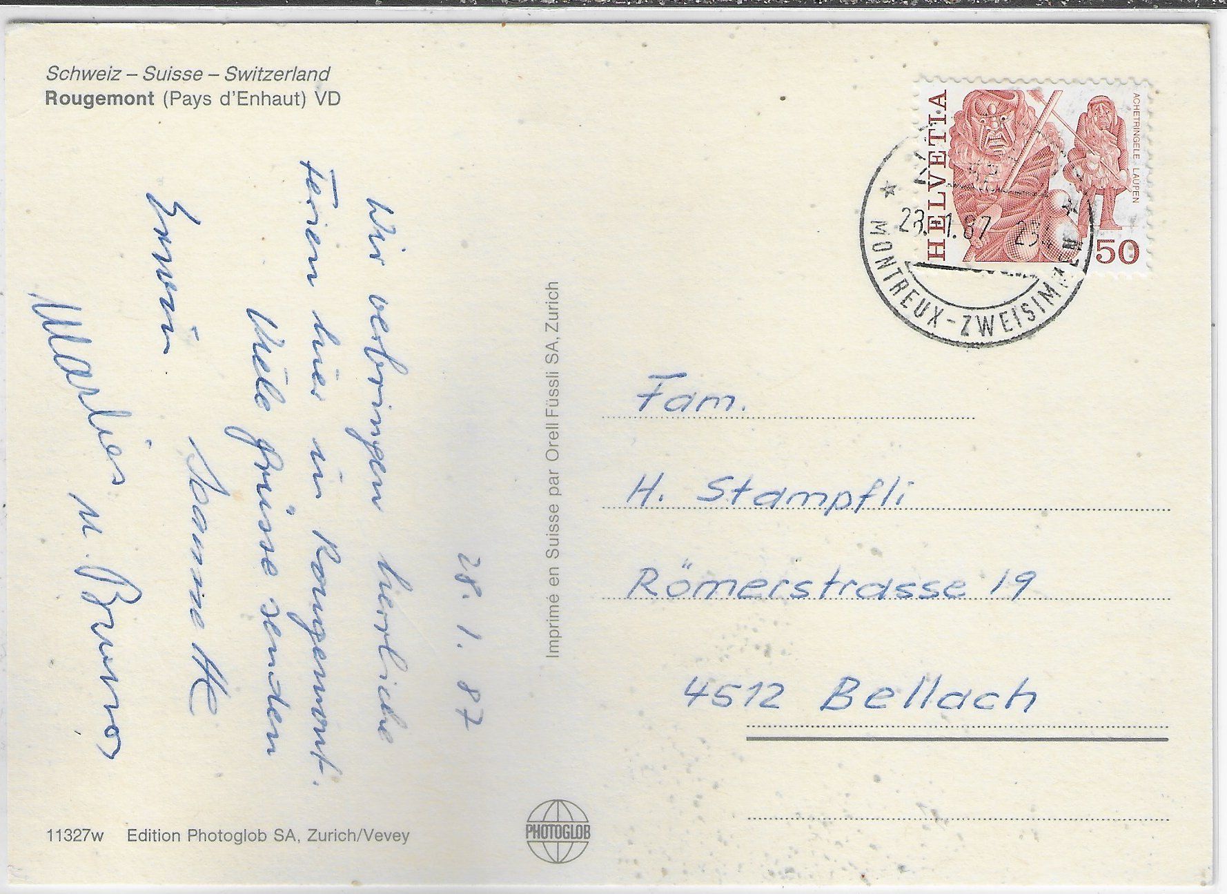Cartoline postali: Rougemont en hiver im Winter – Usato da Ettingen venduto da Kartenplanet 1