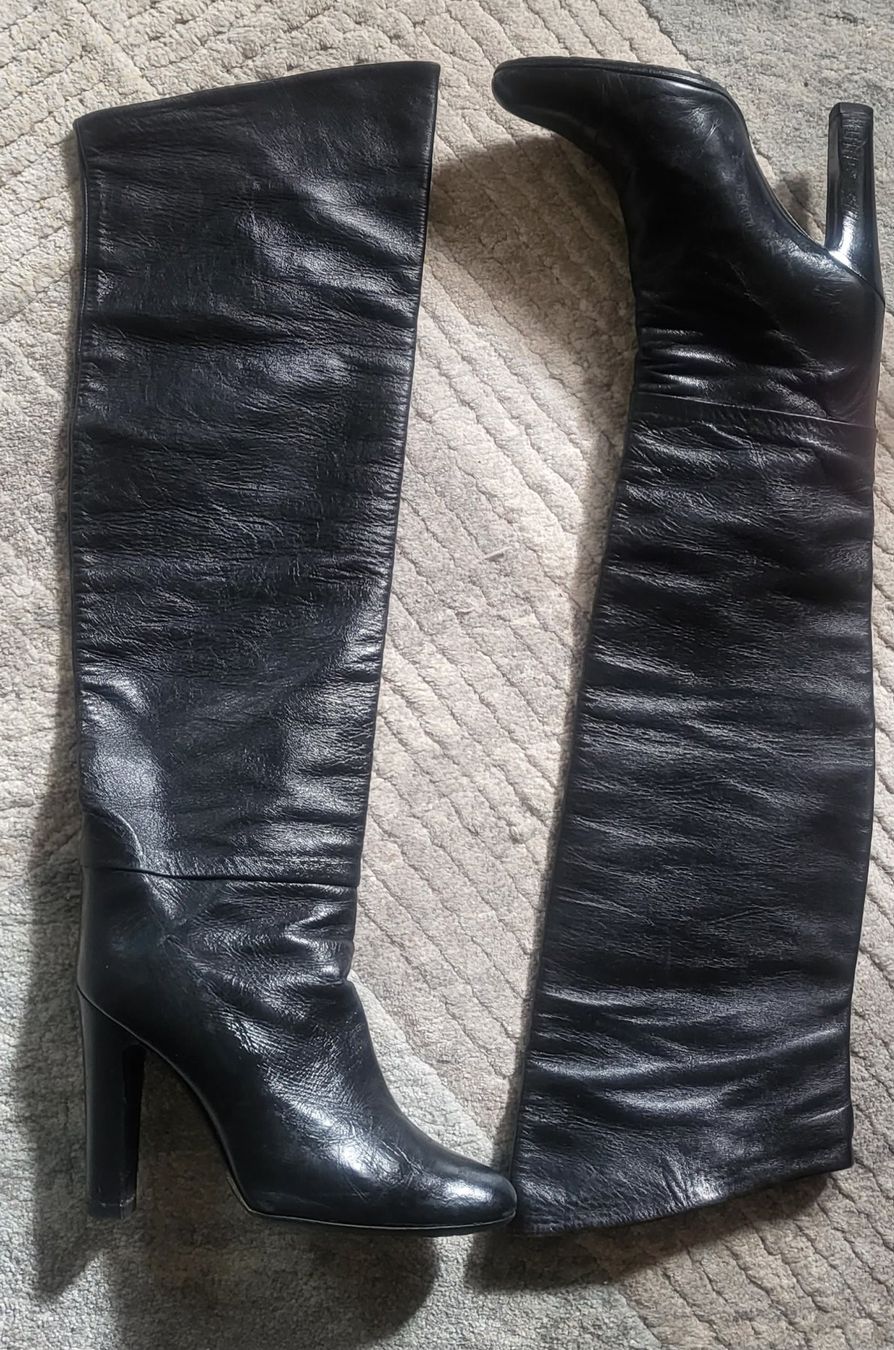 Scarpe da donna: Bottes hautes en cuir noir, taille 38. – Usato da Neuchâtel venduto da wikit 2