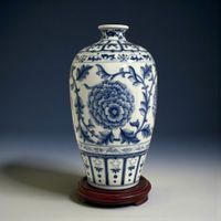 Chinesische Blauweiß-Vase mit Pfingstrose – Porzellan
