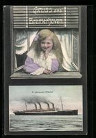 Grusskarten-AK Bremerhaven, Dampfer Kron