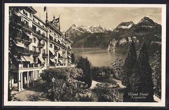 Cartoline postali: AK Axenstein, Grand Hotel, 1930 – Usato da Berlin venduto da bartko-reher