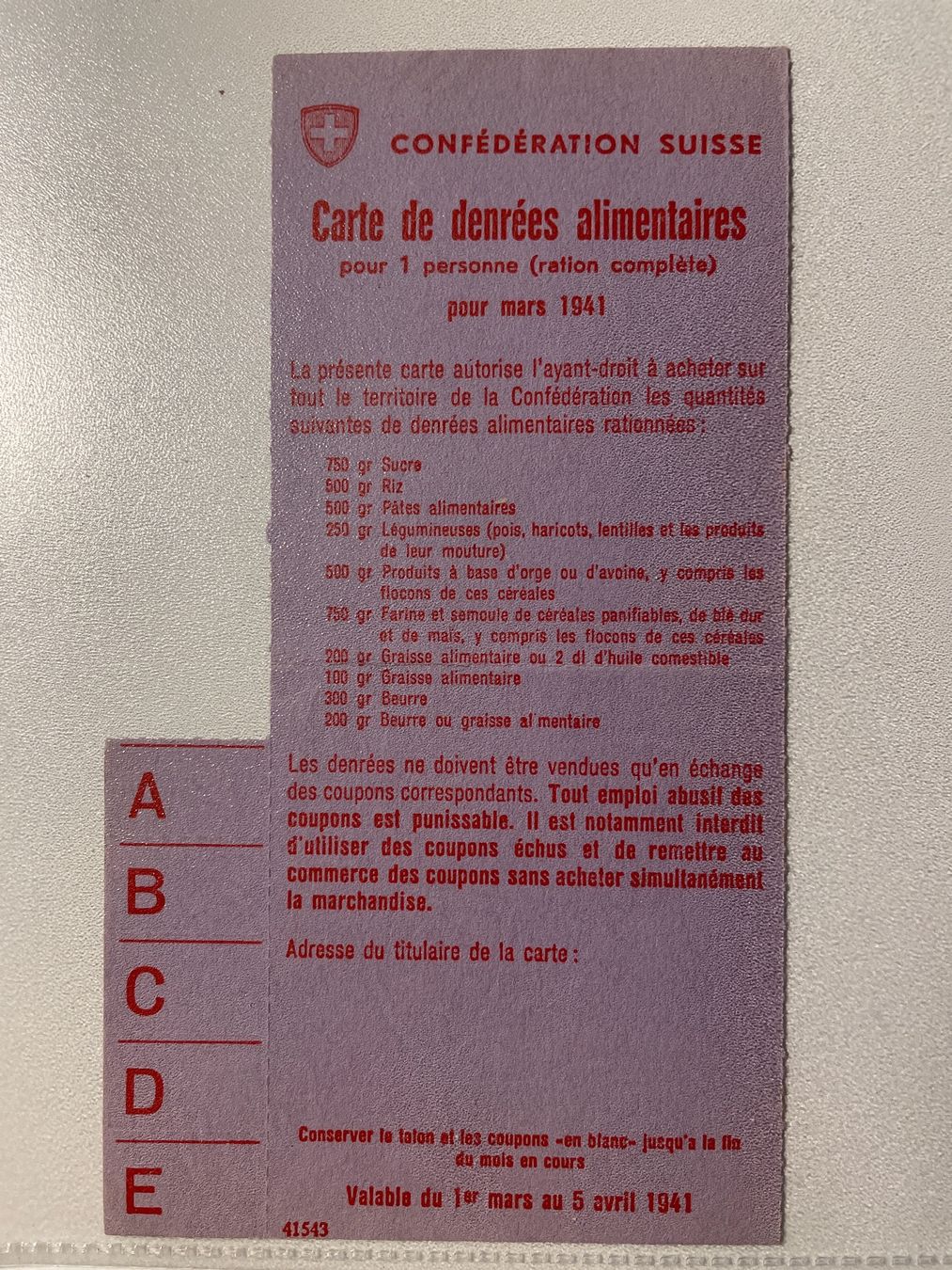 Cartoline: Lebensmittelkarte März 1941 – Usato da Grub AR venduto da sam_rq67 1