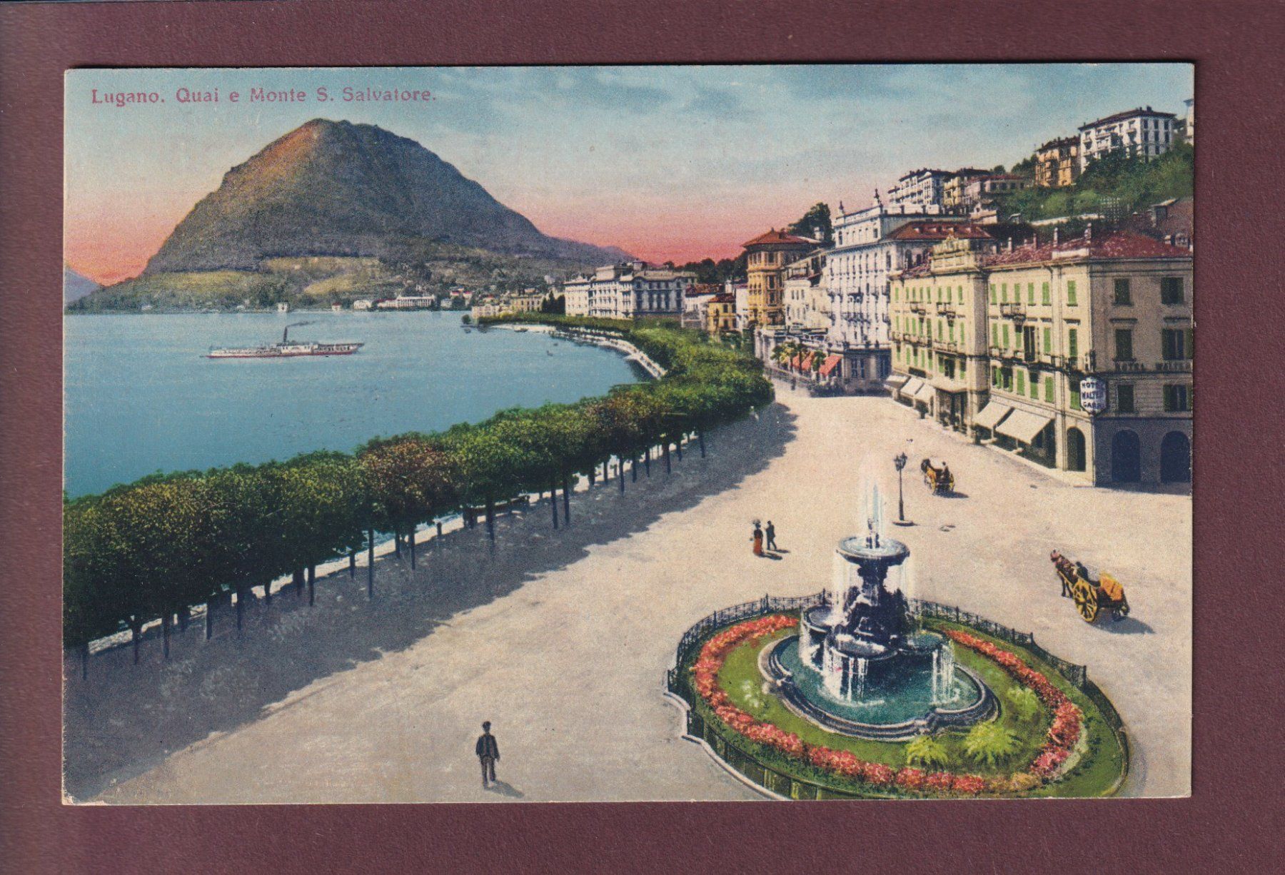 Cartoline postali: LUGANO - Quai - Fontana - 1916 – Usato da Pully venduto da nicecards