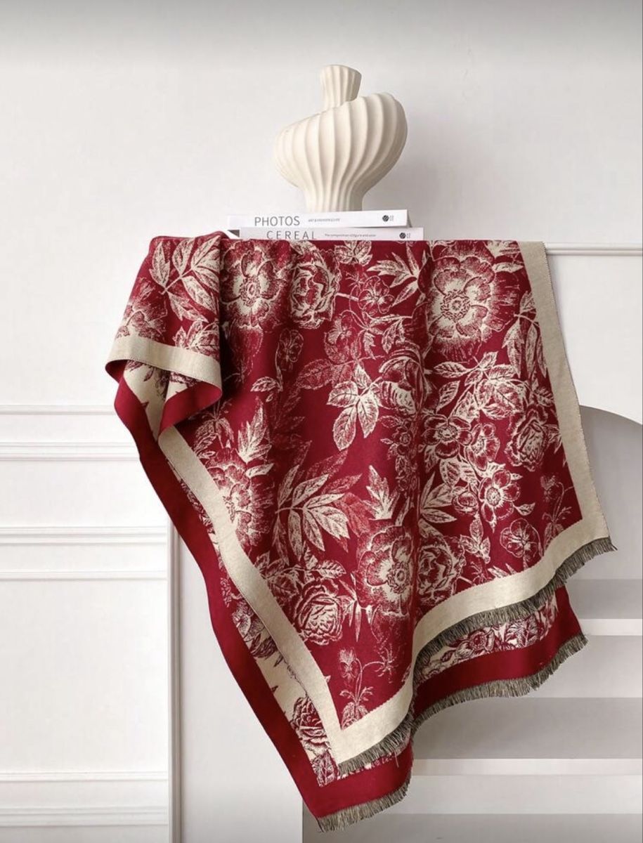 Foulard & Sciarpe: Halstuch/Schal aus Wolle, Rot mit Blumenmuster – Nuovo (secondo la descrizione) da Hausen AG venduto da cele01 1