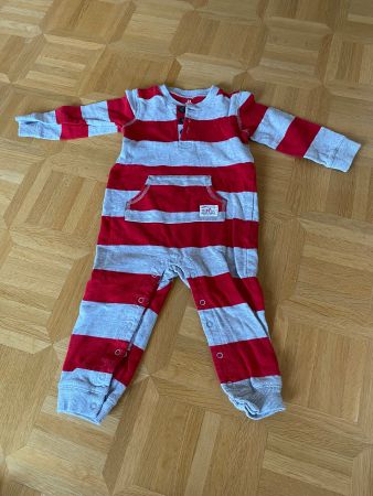 Ganzteiler rot/grau gestreift Gr. 80 (105)