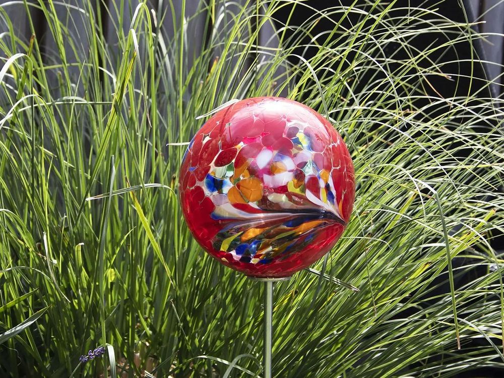 Gartenstecker Flamme Mit Kugel - 120 Cm Edelstahl Blumenstecker Grau