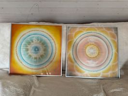 2 Mandala-Bilder (Spray paint), gerahmt