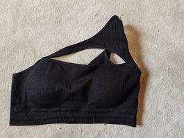 Schwarzes Sport-Top mit Cut-Out, Grösse L, neuwertig