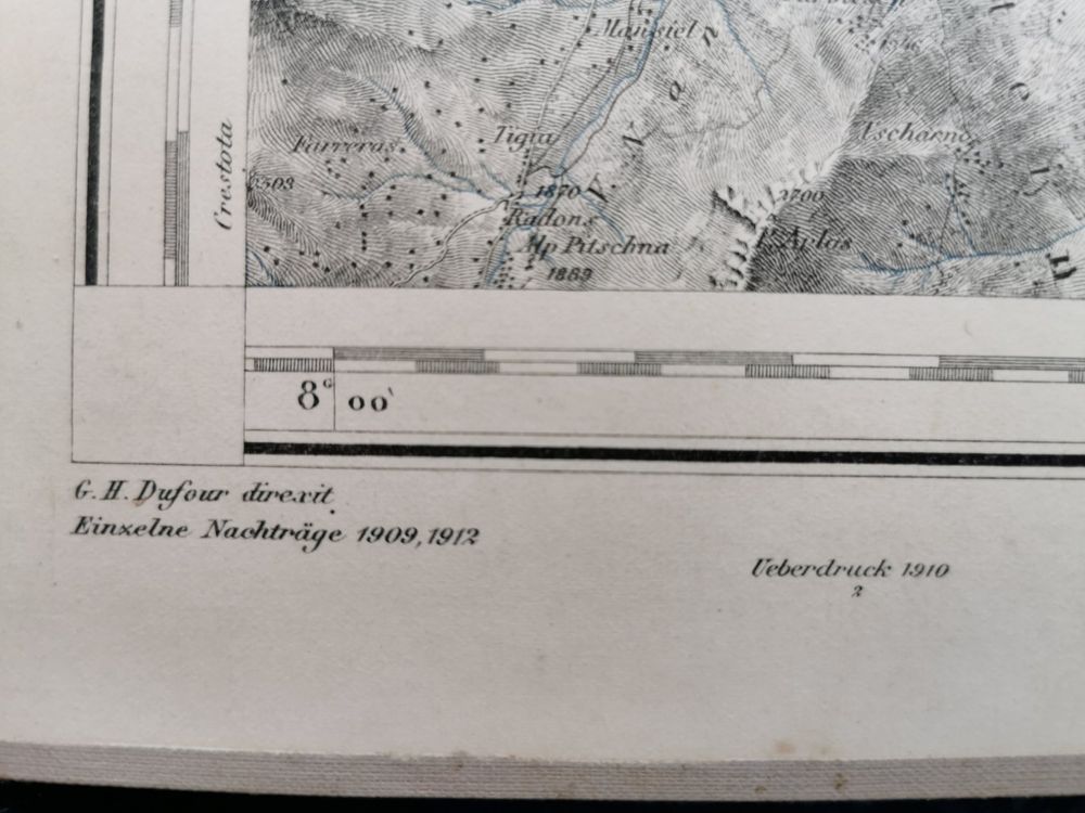 Antike Landkarte, (Dufourkarte), Blatt XV, Überdruck 1910 2