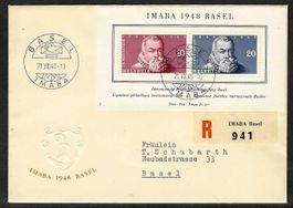 1948, W31 Block Imaba Basel auf illustr. R-FDC (15239)