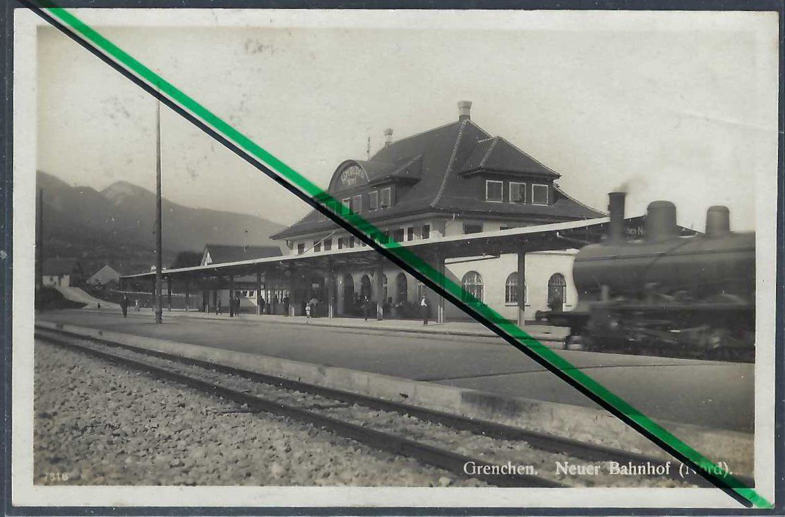 Cartoline postali: Grenchen. Bahnhof Grenchen-Nord. Dampfzug. – Usato da Horw venduto da SwissSteamMemories